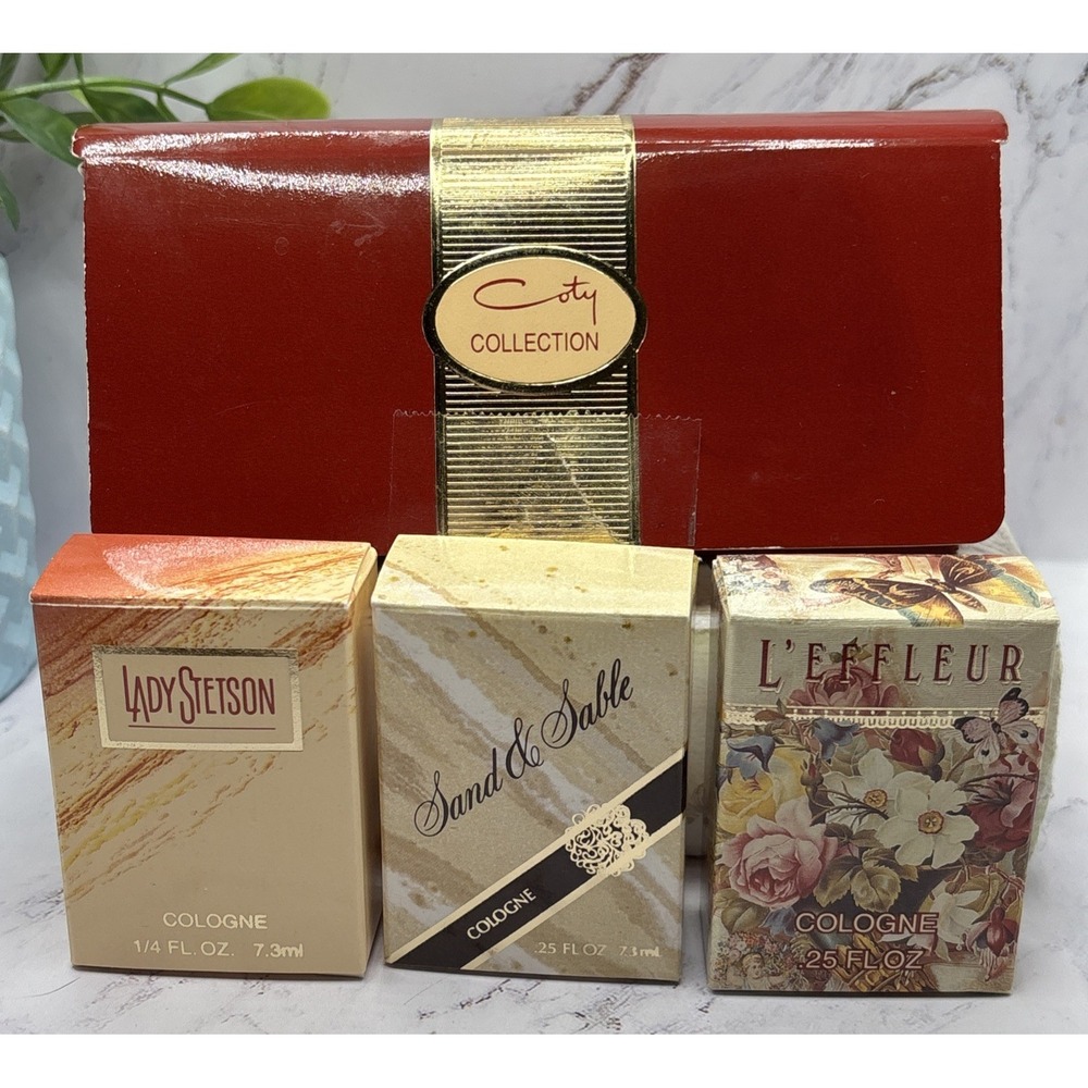 VINTAGE COTY PERFUME COLLECTION GIFT SET LADY STETSON SAND & SABLE L'EFFLEUR NEW - Picture 6 of 7
